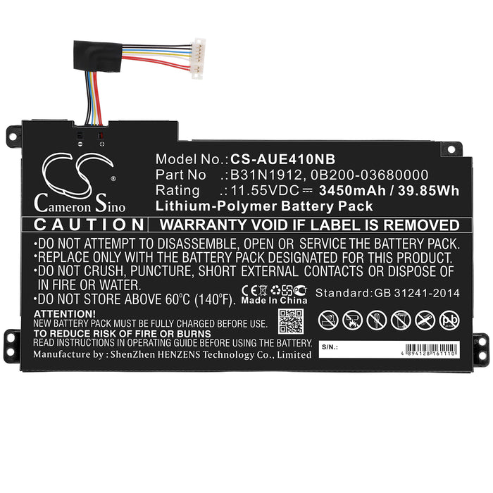 Asus E410,E410MA,VivoBook 14 L410MA-BV076TS,VivoBook 14 E410MA-EK211T,VivoBook E410KA,VivoBook 14 E410MA-BV116 Laptop and Notebook Replacement Battery