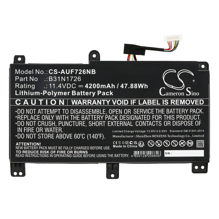 Asus TUF Gaming A17 FA706II-H7004T TUF554GE-E4539 TUF Gaming A17 FA706IU-H7017R TUF Gaming A17 FA706II-H7085 T Laptop and Notebook Replacement Battery