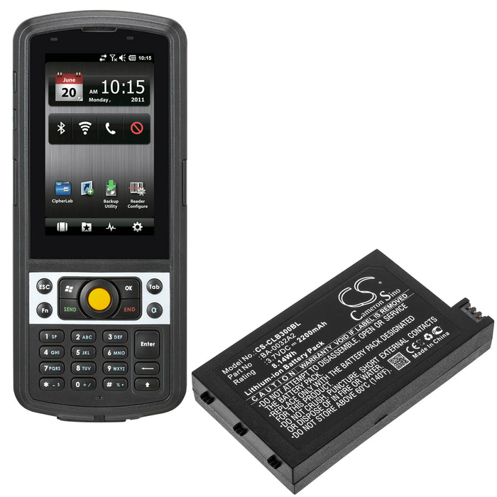 CipherLab CP30,CP30-L,9200,A929CFNLNN1U1 Barcode Replacement Battery