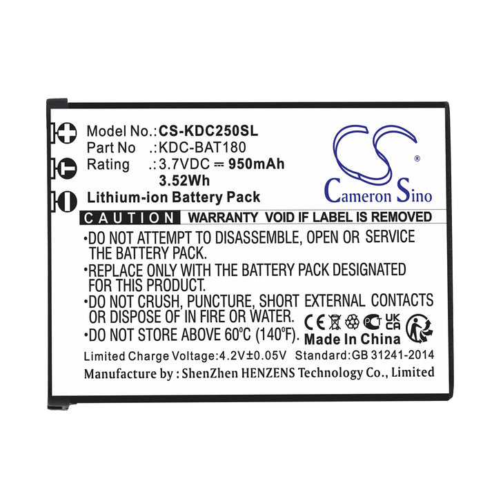 KOAMTAC KDC-250 KDC-300 Barcode Replacement Battery