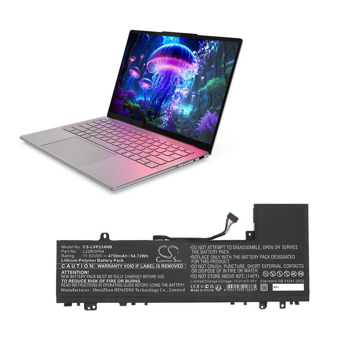 Lenovo IdeaPad Slim 5 14ABR8 82XE0001RK IdeaPad Slim 5 14ABR8 82XE0002RK IdeaPad Slim 5 14ABR8 82XE000 4750mAh Laptop and Notebook Replacement Battery