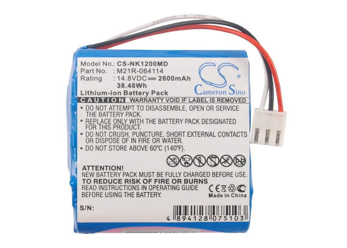 Nihon Kohden Edan SE-1 Edan SE-100 Edan SE-12 Express Edan SE-1200 Edan SE-3 Edan SE-300 Edan VE-100 Edan VE-300 Medical Replacement Battery