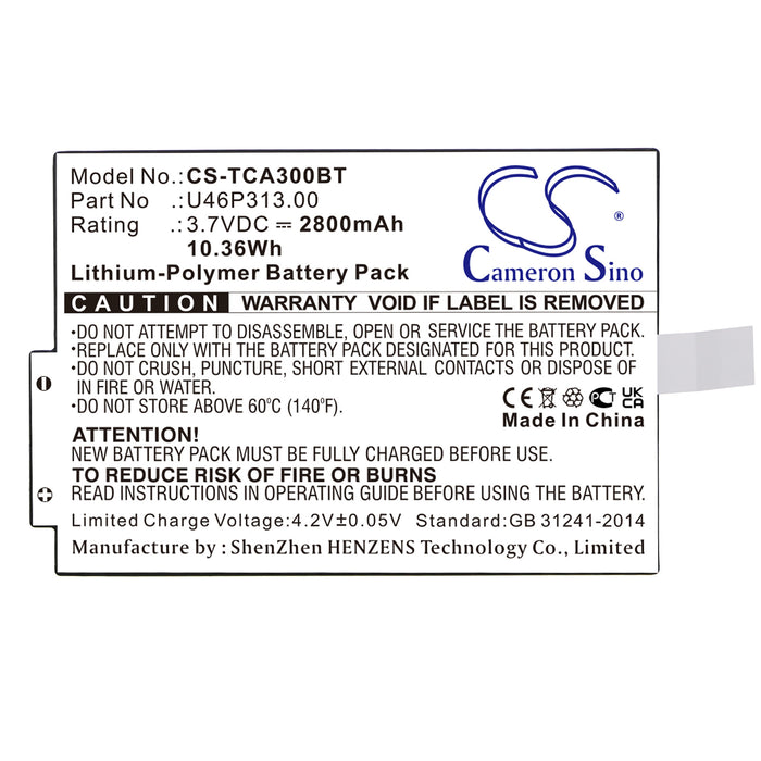 Xfinity iControl Technicolor TCA300COM Alarm Replacement Battery