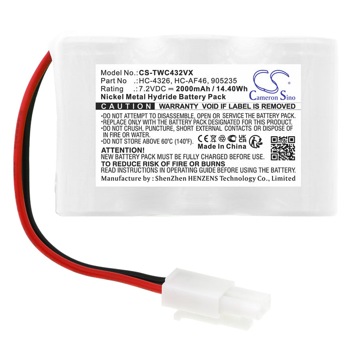 TWINBIRD HC-4326P HC-4326BL HC-4326DGY HC-4324 HC-4328 HC-4329 HC-4359 HC-5235 HC-5237 Vacuum Replacement Battery