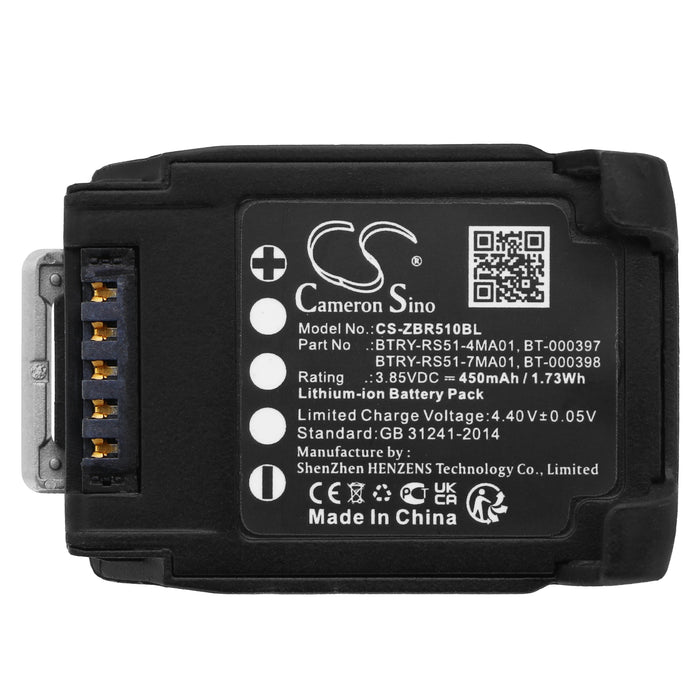 Zebra RS51,RS5100,RS5100 Ring Scanner,RS5100 2D Bluetooth Ring Scanner 450mAh Barcode Replacement Battery