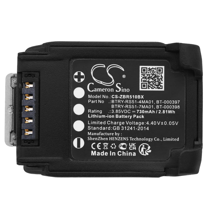 Zebra RS51,RS5100,RS5100 Ring Scanner,RS5100 2D Bluetooth Ring Scanner Barcode Replacement Battery