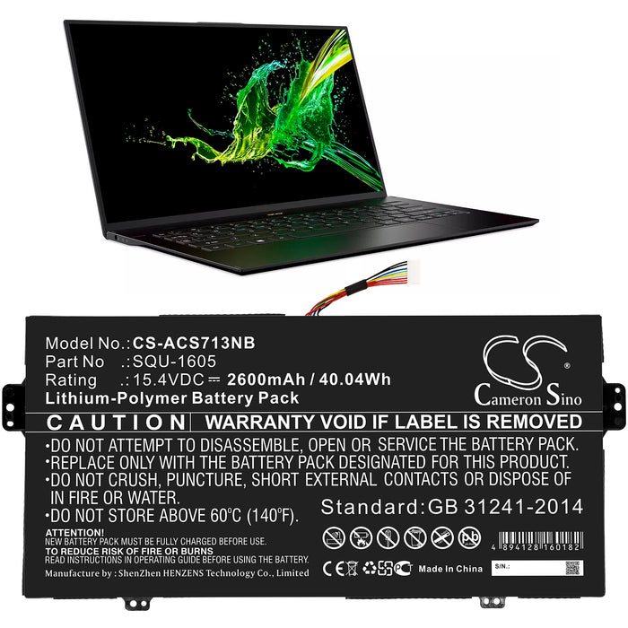 Acer SF713-51 SF713-51-M0AK SF713-51-M0BQ SF713-51-M0PP SF713-51-M12M SF713-51-M16U SF713-51-M1XS SF713-51-M25 Laptop and Notebook Replacement Battery-5