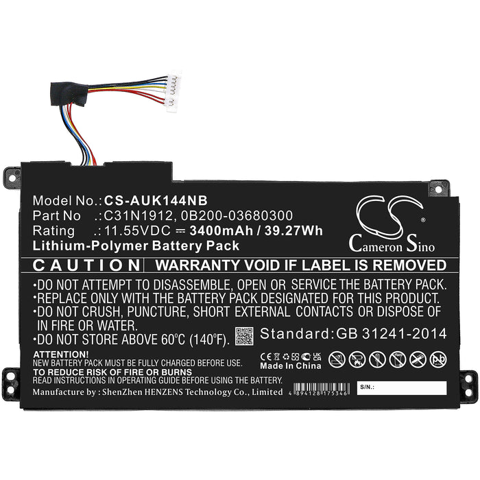 Asus E502NA-2A E502NA-2B E502NA-2C E502NA-DM001T E502NA-DM002T E502NA-DM003 E502NA-DM005 E502NA-DM006  3400mAh Laptop and Notebook Replacement Battery-3