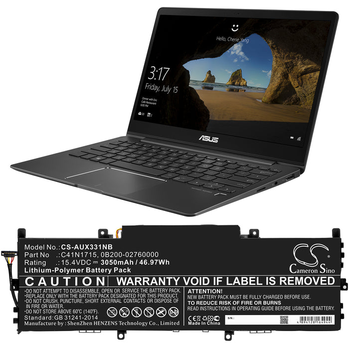 Asus U3100FN U3100UN UX331FN UX331UA-1A UX331UA-1B UX331UA-1E UX331UAL-1C UX331UAL-1D UX331UN UX331UN-1A UX331 Laptop and Notebook Replacement Battery-5