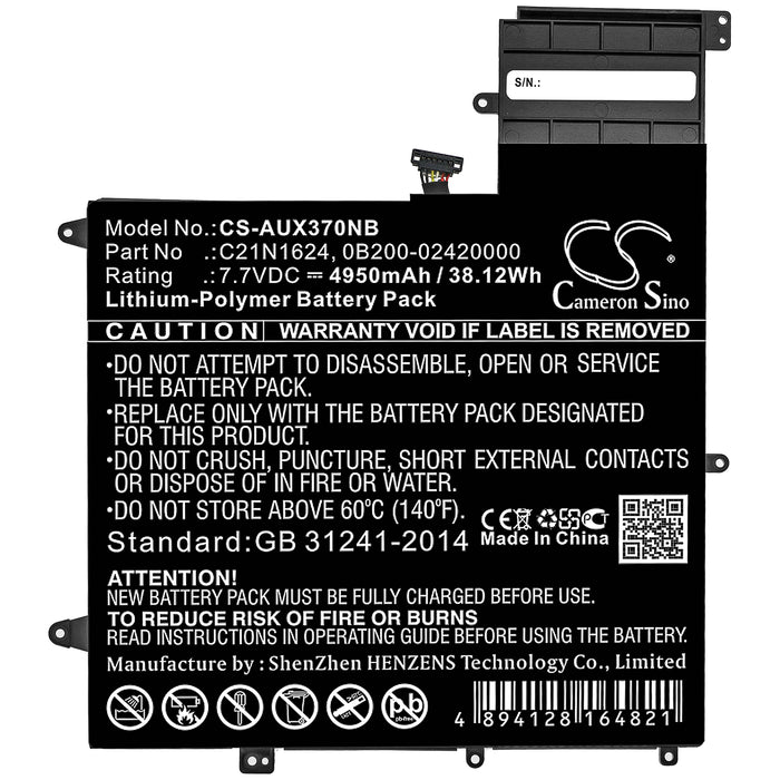 Asus 0B200-02420000P-B2B2A-711-005R Q325U Q325UA Q325UA-BI7T18 Q325UA-BI7T21 Q325UAR Q325U-BI7T18 UX370UA UX37 Laptop and Notebook Replacement Battery-3