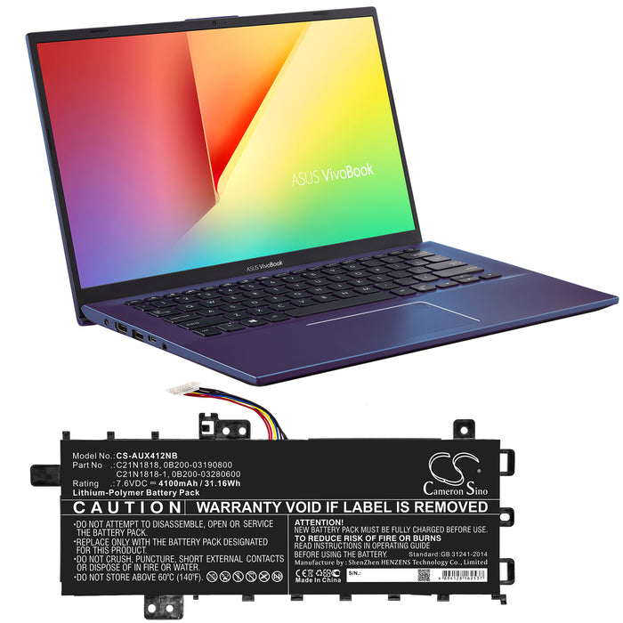 Asus A412FA A412UA A412UB F412DA F412FA F412UA F512FA-BQ067T P1402FA P1402UA Pro 14 R424FA-EK109R R424FA-EK109 Laptop and Notebook Replacement Battery-5