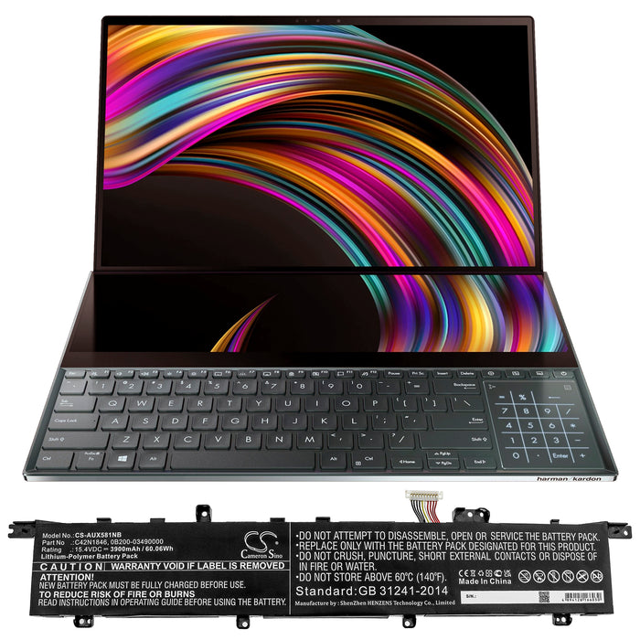 Asus UX581 UX581GV ZenBook Duo Pro UX581GV ZenBook Pro Duo UX581 ZenBook Pro Duo UX581GV ZenBook Pro Duo UX581 Laptop and Notebook Replacement Battery-5
