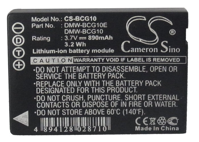Panasonic Lumix DMC-3D1 Lumix DMC-3D1K Lumix DMC-TZ10 Lumix DMC-TZ10EG-A Lumix DMC-TZ10EG-K Lumix DMC-TZ10EG-R Lumix DMC-TZ Camera Replacement Battery-5