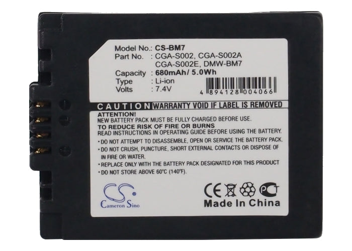 Panasonic DMC-FZ10 DMC-FZ10EB DMC-FZ10EG-K DMC-FZ10EG-S DMC-FZ10GN DMC-FZ15 DMC-FZ15K DMC-FZ15P DMC-FZ1A DMC-FZ1A-K DMC-FZ1 Camera Replacement Battery-5
