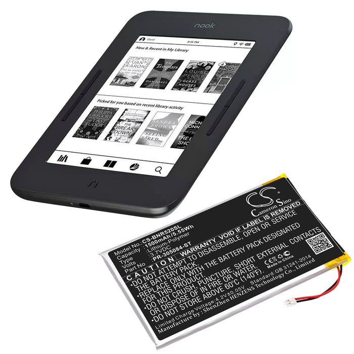 Barnes & Noble BNRV520 GlowLight 3 GlowLight 6 inches eReader Replacement Battery-6