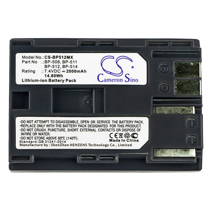 Canon DM-MV100X DM-MV100Xi DM-MV30 DM-MV400 DM-MV430 DM-MV450 DM-MVX1i EOS 10D EOS 20D EOS 20Da EOS 300D EOS 30D EO 2000mAh Camera Replacement Battery-5