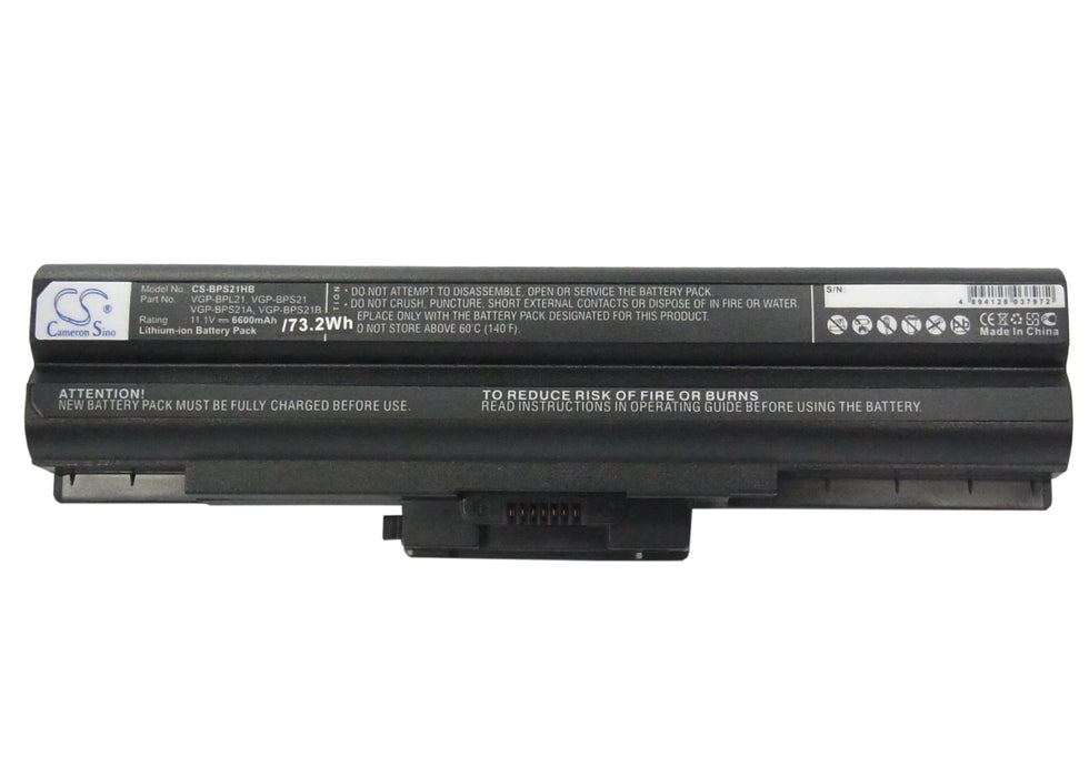 Sony AIO VPCF11JFX B VAIO VPCF11M1E PCG-81311L VAIO VGN-AW41JF VAIO VGN-AW41MF VAIO VGN-AW41XH V 6600mAh Black Laptop and Notebook Replacement Battery-5