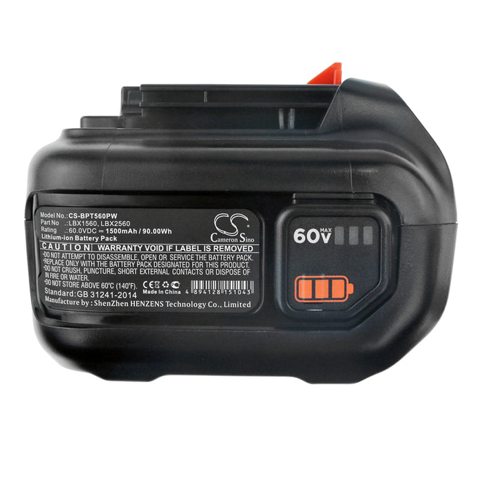 Black & Decker 60V MAX Blower 60V MAX POWERSWAP 20 Cordless 60V MAX trimmer CM2060C LHT360 LHT360C LHT360CFF LH 1500mAh Lawn Mower Replacement Battery-4