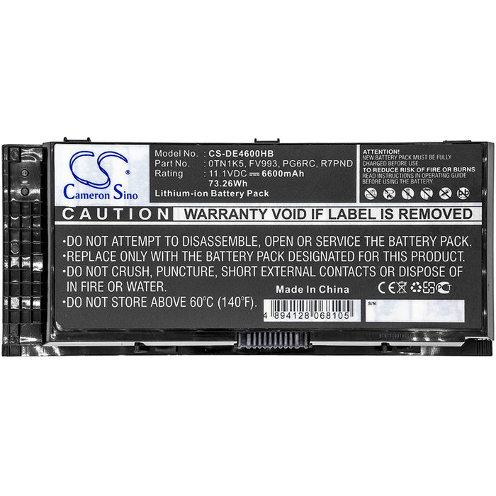 Dell Precision M4600 Precision M4600 Mobile WorkSta Precision M4700 Precision M4700 Mobile WorkSta Pre 6600mAh Laptop and Notebook Replacement Battery-3