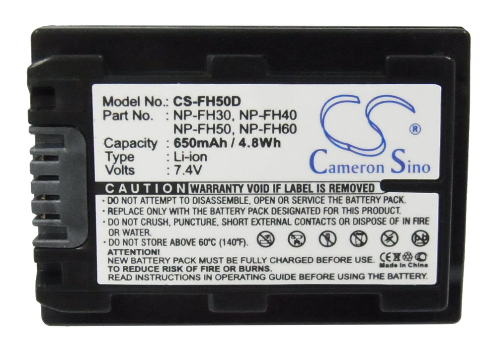 Sony CR-HC51E DCR-30 DCR-DVD103 DCR-DVD105 DCR-DVD105E DCR-DVD106 DCR-DVD106E DCR-DVD108 DCR-DVD109 DCR-DVD109E DCR- 650mAh Camera Replacement Battery-5