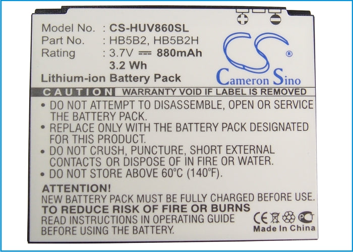 Huawei C5900 C5990 C6000 C7600 T5900 U550 U5509 U7300 U7310 U8300 V830 V860 880mAh Mobile Phone Replacement Battery-5