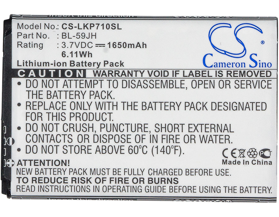 LG AS870 D500 D505 D520 Enact Enact 4G LTE FX3 MS500 Optimus F3 Optimus F3Q Optimus F5 Optimus F6 Optimus L7  1650mAh Mobile Phone Replacement Battery-5