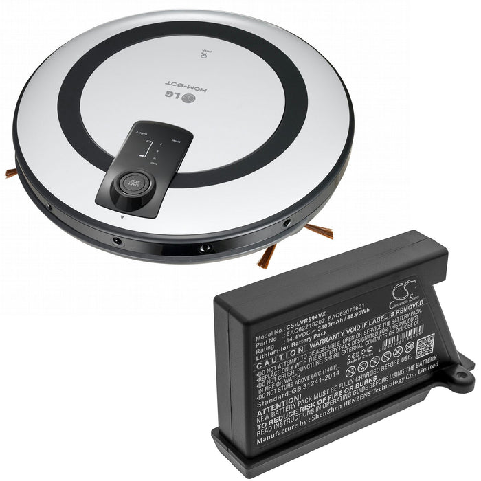 LG HomBot R66803VMNP HomBot VCARPETX HomBot VHOMBOT1 HomBot VHOMBOT3 HomBot VPARQUET HomBot VR1010GR HomBot VR1012B 3400mAh Vacuum Replacement Battery-4