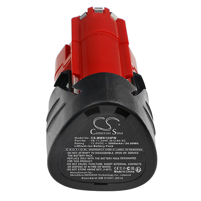 Milwaukee C12 FM C12 HZ C12 HZ-0 C12 HZ-202C C12 JSR C12 JSR-0 C12 LTGE C12 MT C12 MT-0 C12 MT-202B C12 MT-402B C12 PC  Power Tool Replacement Battery
