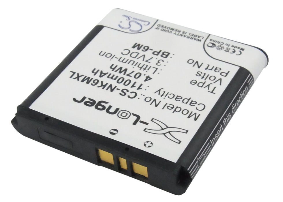 Nokia 3250 3250 XpressMusic 6151 6233 6234 6280 6288 9300 9300i N73 N73 Music Edition N77 N93 RM-153 N93 RM-5 1100mAh Mobile Phone Replacement Battery-2