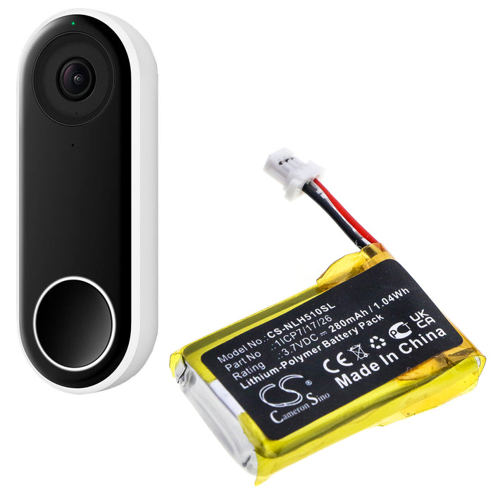 Nest C1241290 Hello NC5100US Vido Doorbell Wired Security System Replacement Battery-6