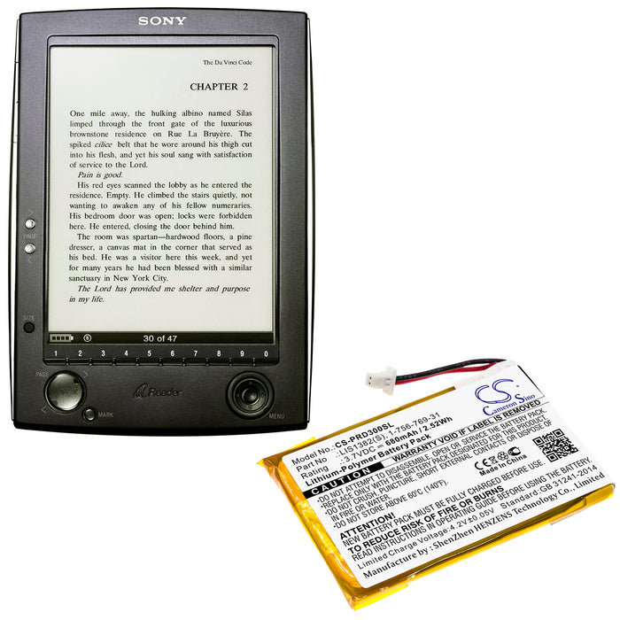 Sony PRS-300 PRS-300BC PRS-300RC PRS-300SC eReader Replacement Battery-6