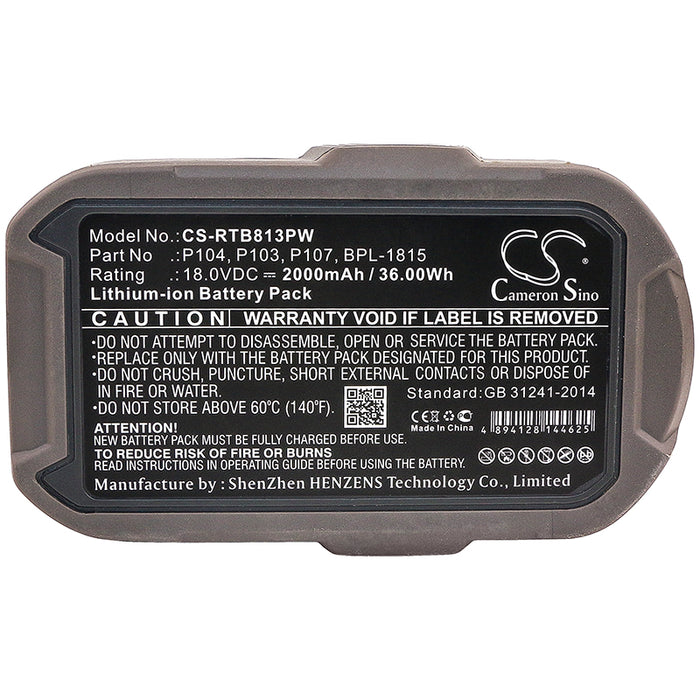 Ryobi BID-1801M BID-180L BID1821 BIW180 CA 2000mAh Replacement Battery-5