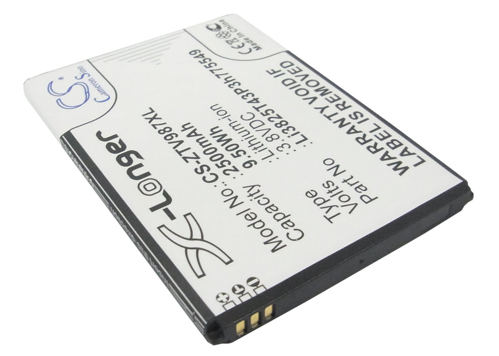 ZTE Grand X Quad Grand X Quad V987 Imperial Imperial N9101 N9101 N919 N980 N9810 Smile Q Supreme U935 UX990 V 2500mAh Mobile Phone Replacement Battery-2