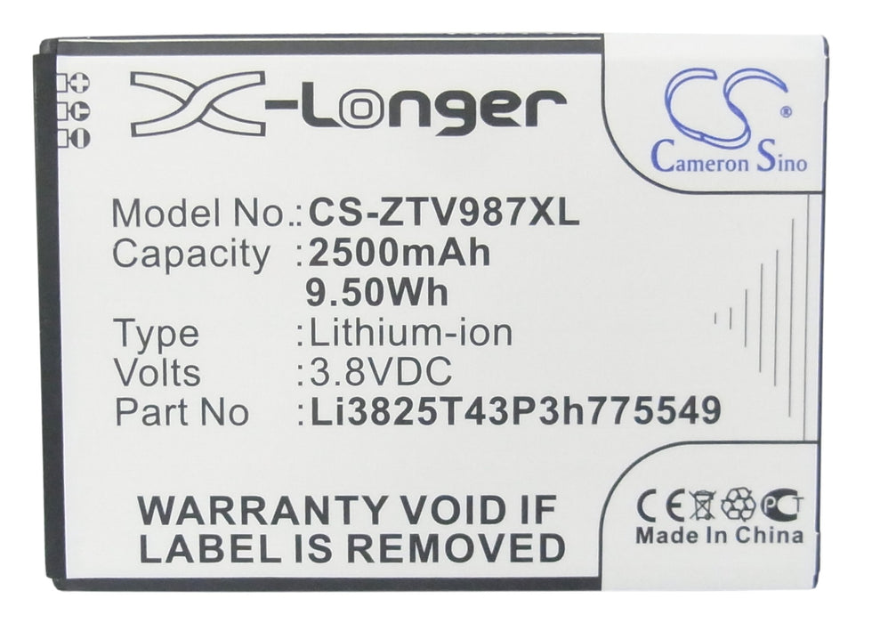 ZTE Grand X Quad Grand X Quad V987 Imperial Imperial N9101 N9101 N919 N980 N9810 Smile Q Supreme U935 UX990 V 2500mAh Mobile Phone Replacement Battery-5
