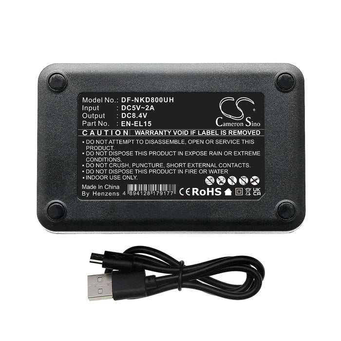 Nikon 1 V1 Coolpix D7000 Coolpix D800 D500 D600 D610 D7000 D7100 D7200 D750 D7500 D780 D800 D800E D810 D810A D850 D Replacement Camera Battery Charger