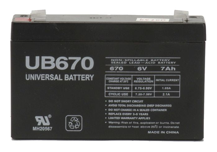 UPG 6V 7Ah Sealed Lead Acid - AGM - VRLA Battery - F1